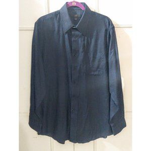 H&H Men Mens Button Up Long Sleeve Dress Shirt Blue Size 15 1/2 (32/33) SALE!